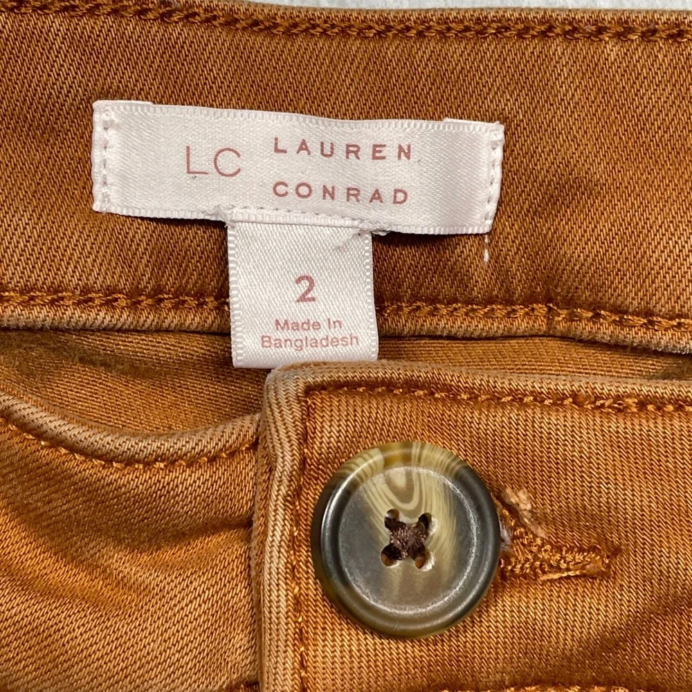 LC Lauren Conrad Wide Leg Pants Womens 2 Rust Brown Super High Rise Patch Pocket
